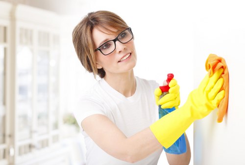 Local carpet cleaner treating stains and traffic areas in a Hammersmith property