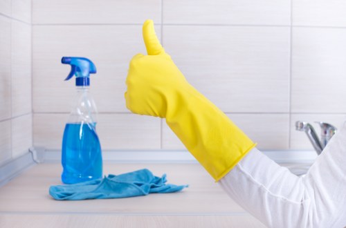 Detail-focused cleaning of desks and touchpoints in a Hammersmith office